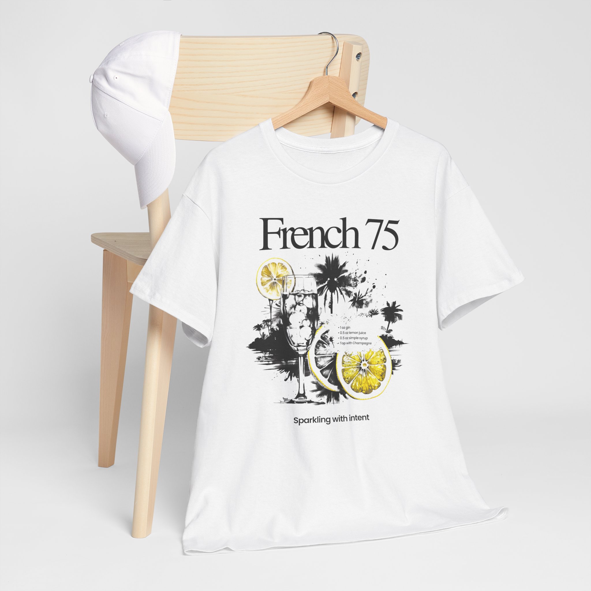 French 75 Cocktail T-Shirt — Vintage Citrus Gin Cocktail Tee - Image 6