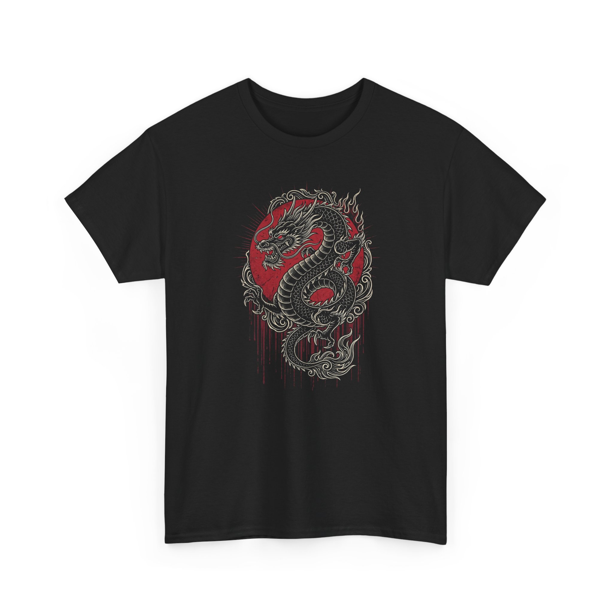 Dragon Graphic Tee — Red & Gray Oriental Dragon T-Shirt - Image 3