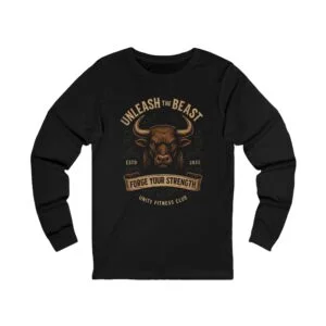 Unleash the Beast Long Sleeve Tee — "Forge Your Strength" Gym Shirt