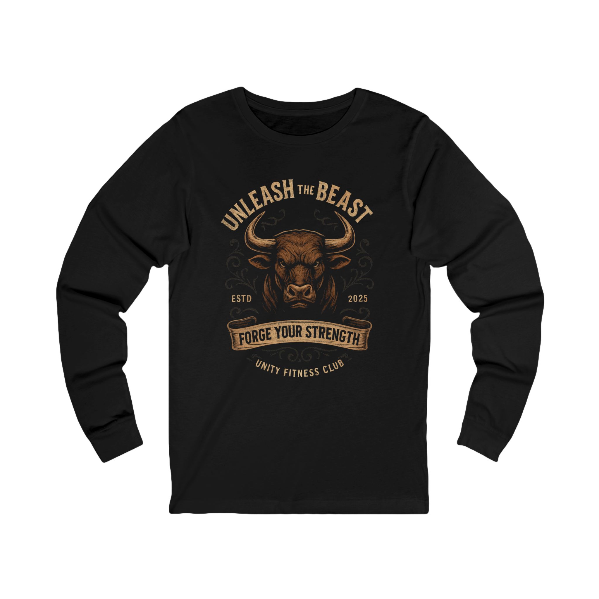 Unleash the Beast Long Sleeve Tee — "Forge Your Strength" Gym Shirt