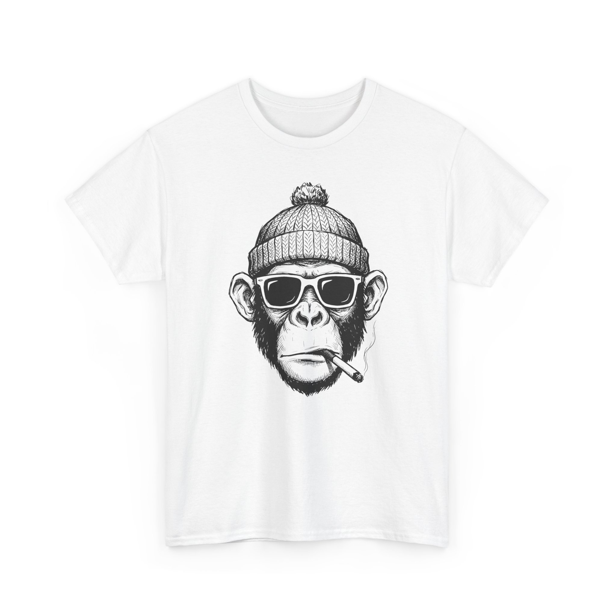 Graphic Tee — Beanie Monkey Smoking Design - Image 3