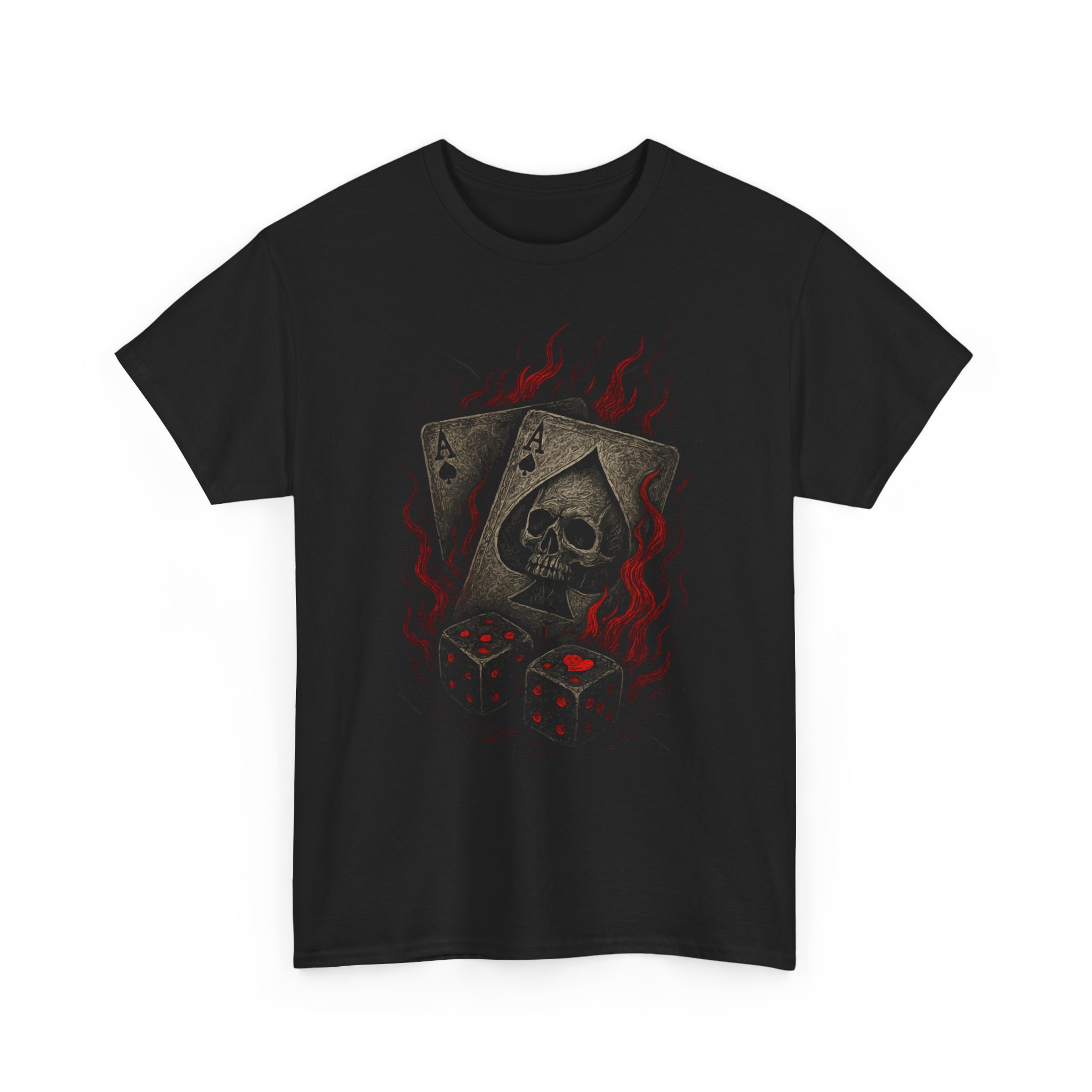 Skull & Dice Tee — Dark Gothic Playing Cards Graphic Shirt - Image 3