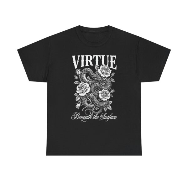 Virtue Snake & Roses Tee — "Beneath the Surface" Graphic T-Shirt