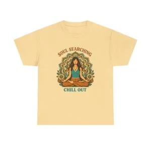 Soul Searching Chill Out T-Shirt — Meditating Woman Retro Boho Tee