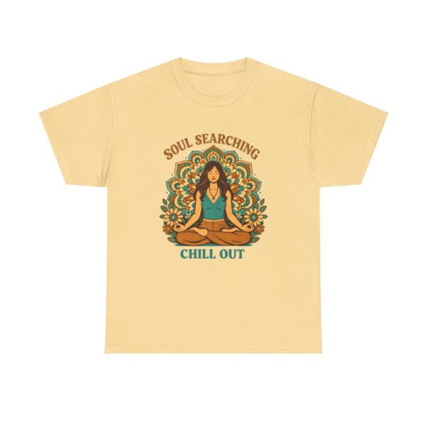 Soul Searching Chill Out T-Shirt — Meditating Woman Retro Boho Tee