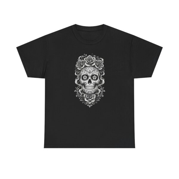 Sugar Skull Floral Tee — Gothic Day of the Dead Skull T‑Shirt