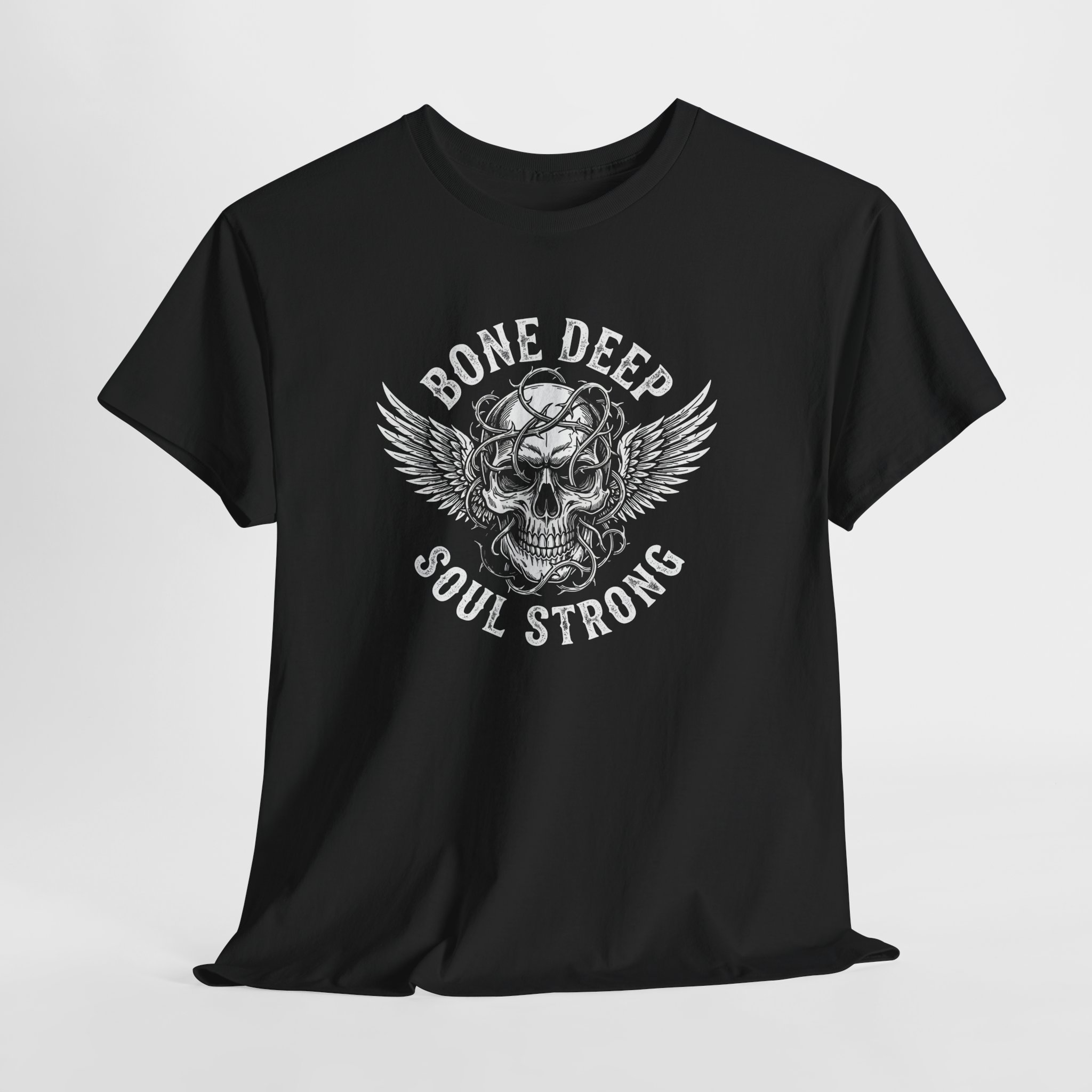 Skull Wings Tee — "Bone Deep Soul Strong" Graphic T-Shirt - Image 6