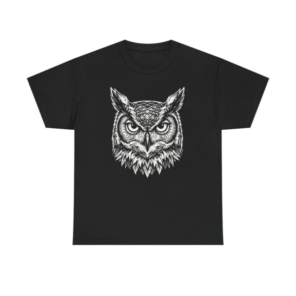 Owl Head Graphic Tee - Vintage Detailed Owl Illustration T-Shirt
