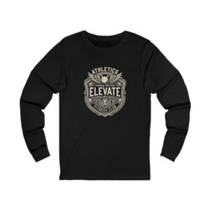 Elevate Athletics Long Sleeve Tee — Vintage Shield Fitness Graphic