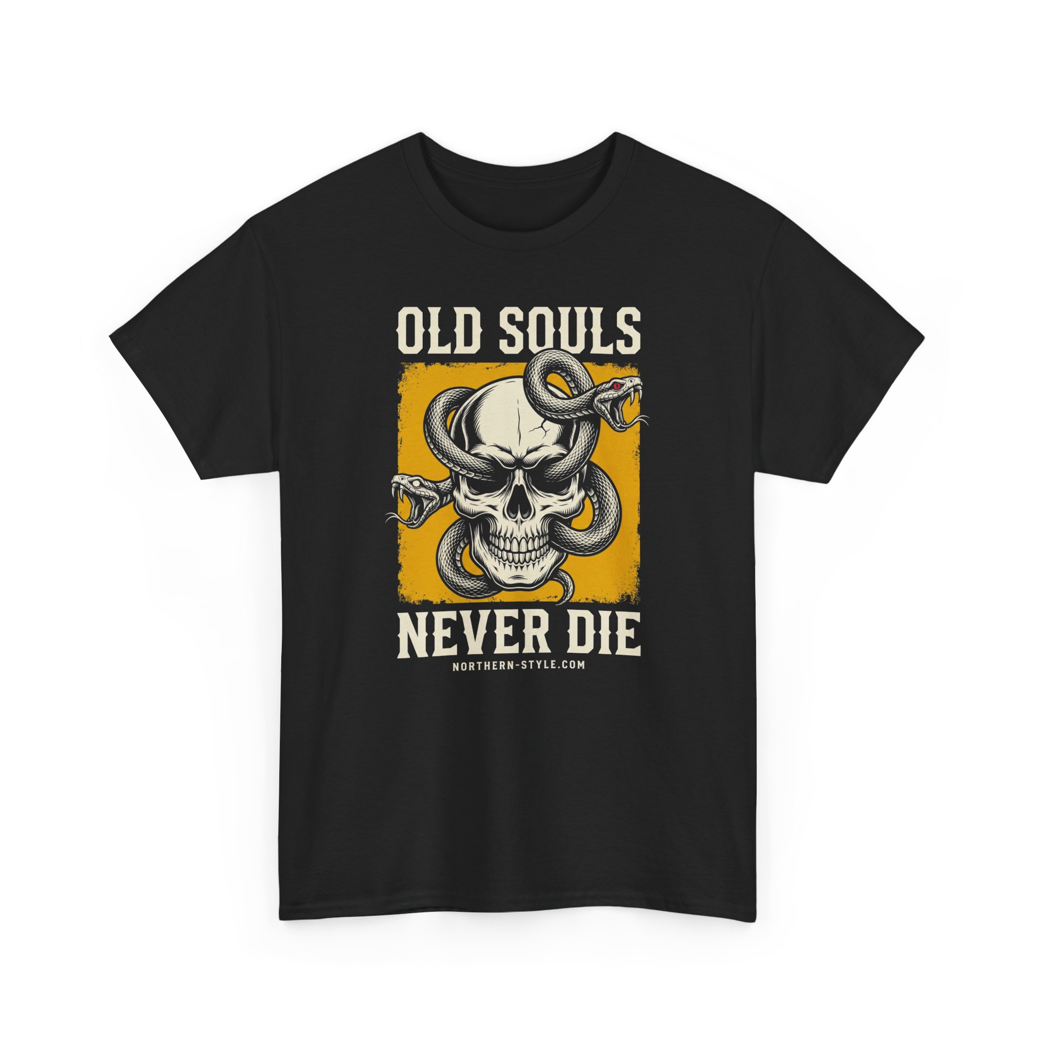 Old Souls Never Die Skull Tee — Vintage Snake Skull Graphic T-Shirt - Image 3