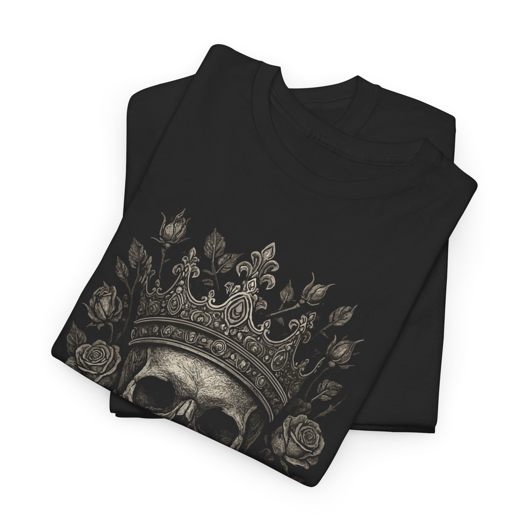 Skull King Tee — Crowned Skull with Roses Gothic Graphic T-Shirt - Image 5