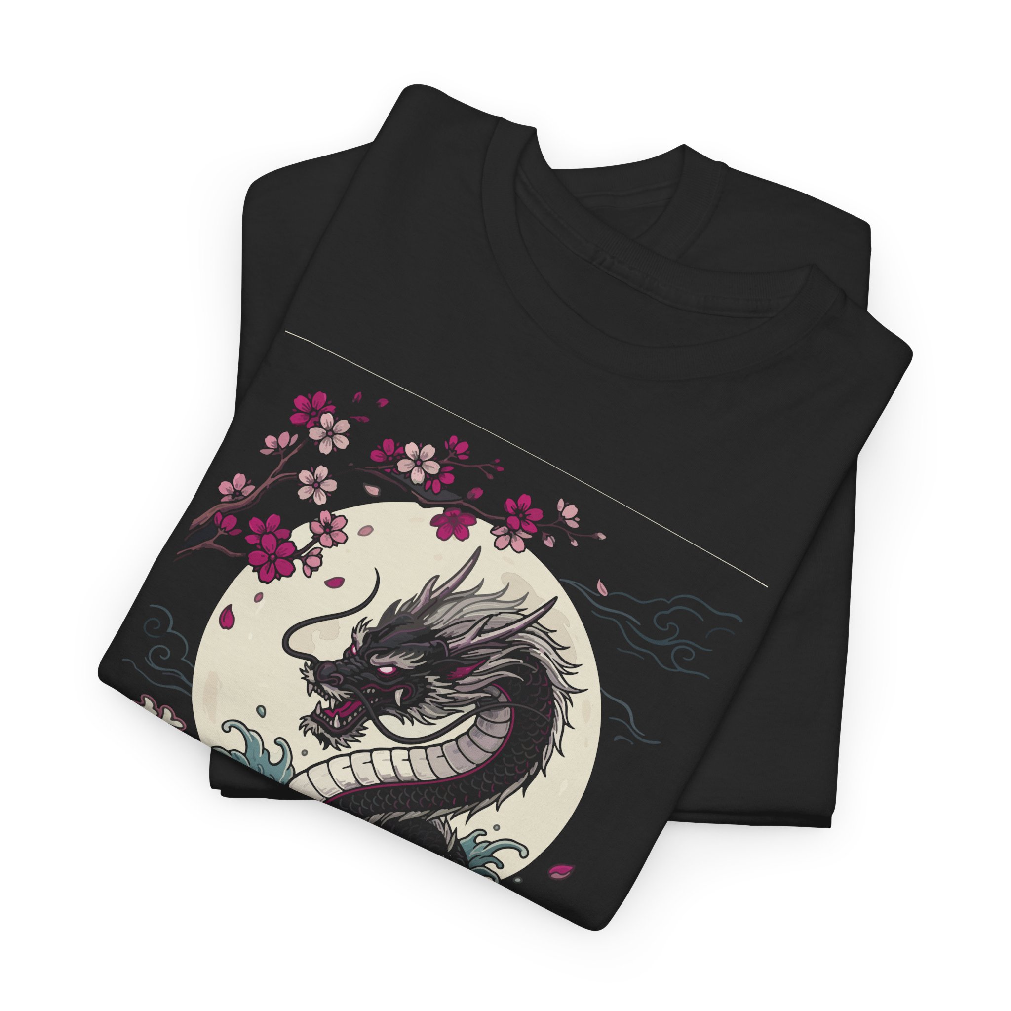 Dragon Moon T-Shirt — Japanese Sakura Dragon Graphic Tee (龍震昇天) - Image 5