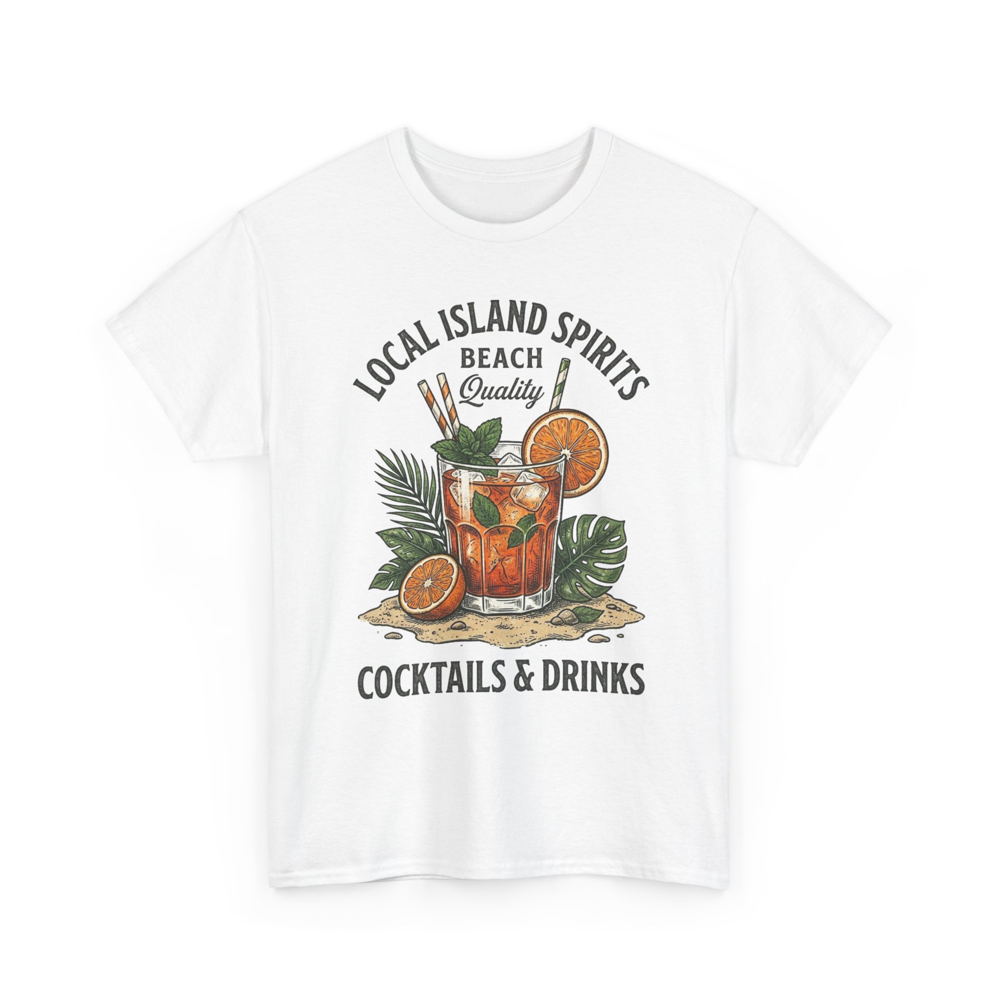 Beach Cocktails T-Shirt — "Local Island Spirits: Cocktails & Drinks" Tropical Cocktail Tee - Image 3