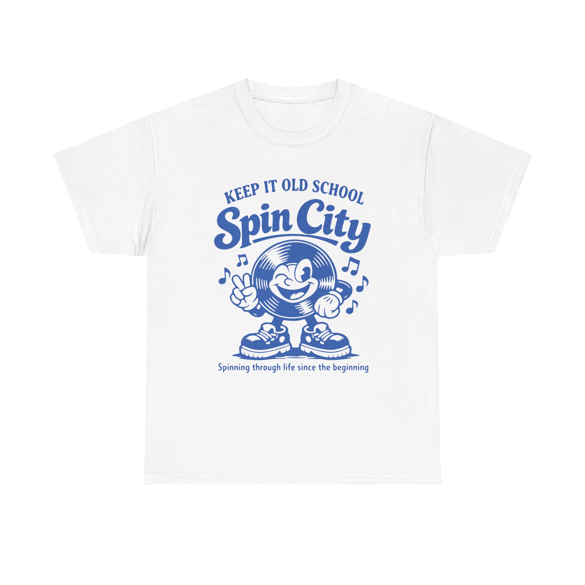 Spin City Retro Cartoon Tee — "Keep It Old School" Vintage DJ T-Shirt