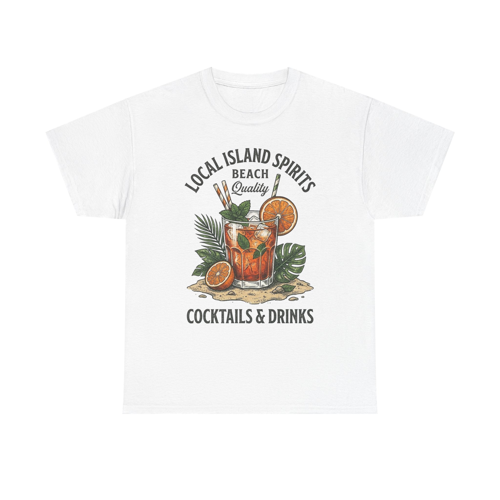 Beach Cocktails T-Shirt — "Local Island Spirits: Cocktails & Drinks" Tropical Cocktail Tee