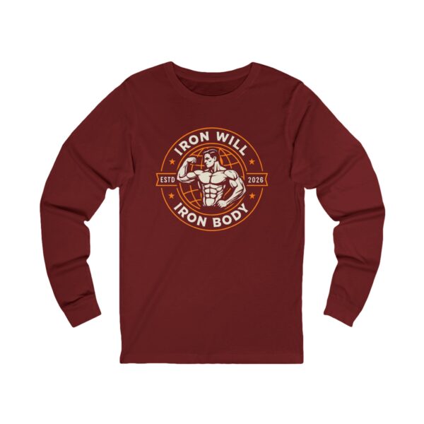 Iron Will Iron Body Long Sleeve Tee — Vintage Gym Fitness Shirt