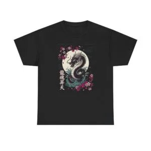 Dragon Moon T-Shirt — Japanese Sakura Dragon Graphic Tee (龍震昇天)