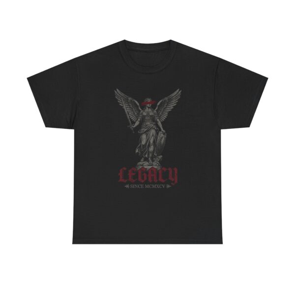 Gothic Angel Graphic Tee — "Legacy" Red Lettering