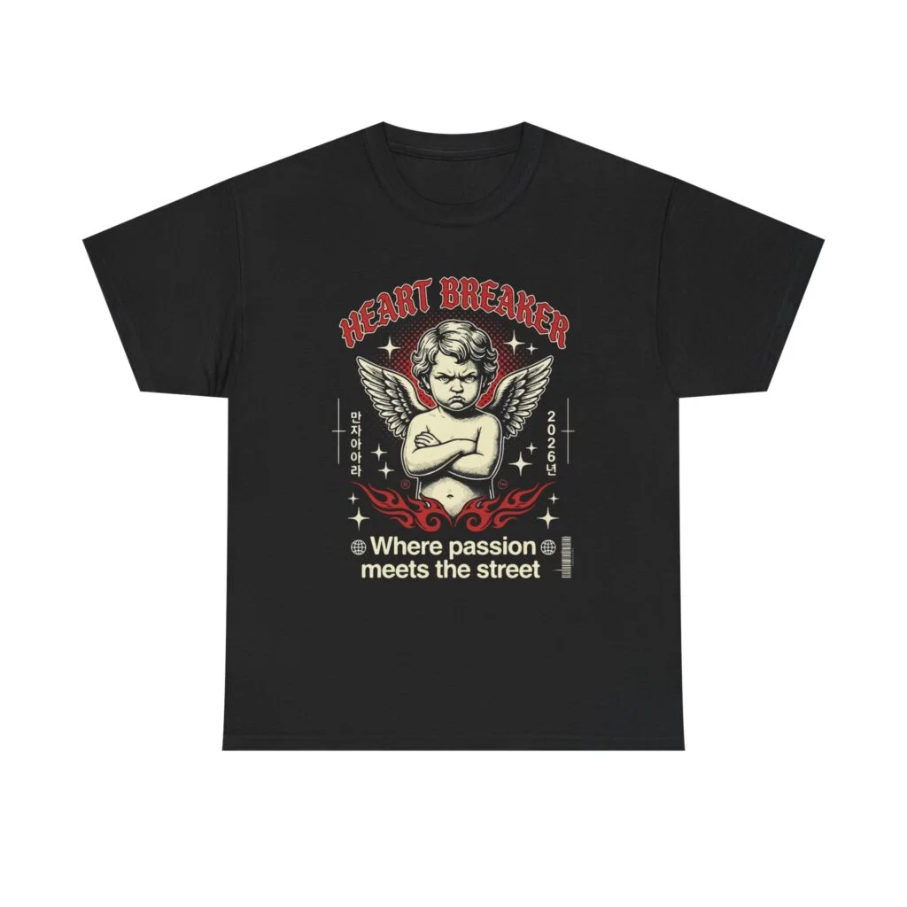 Heartbreaker Angel Tee — 'Where Passion Meets the Street' Vintage Cherub Graphic Shirt