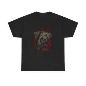 Skull & Dice Tee — Dark Gothic Playing Cards Graphic Shirt