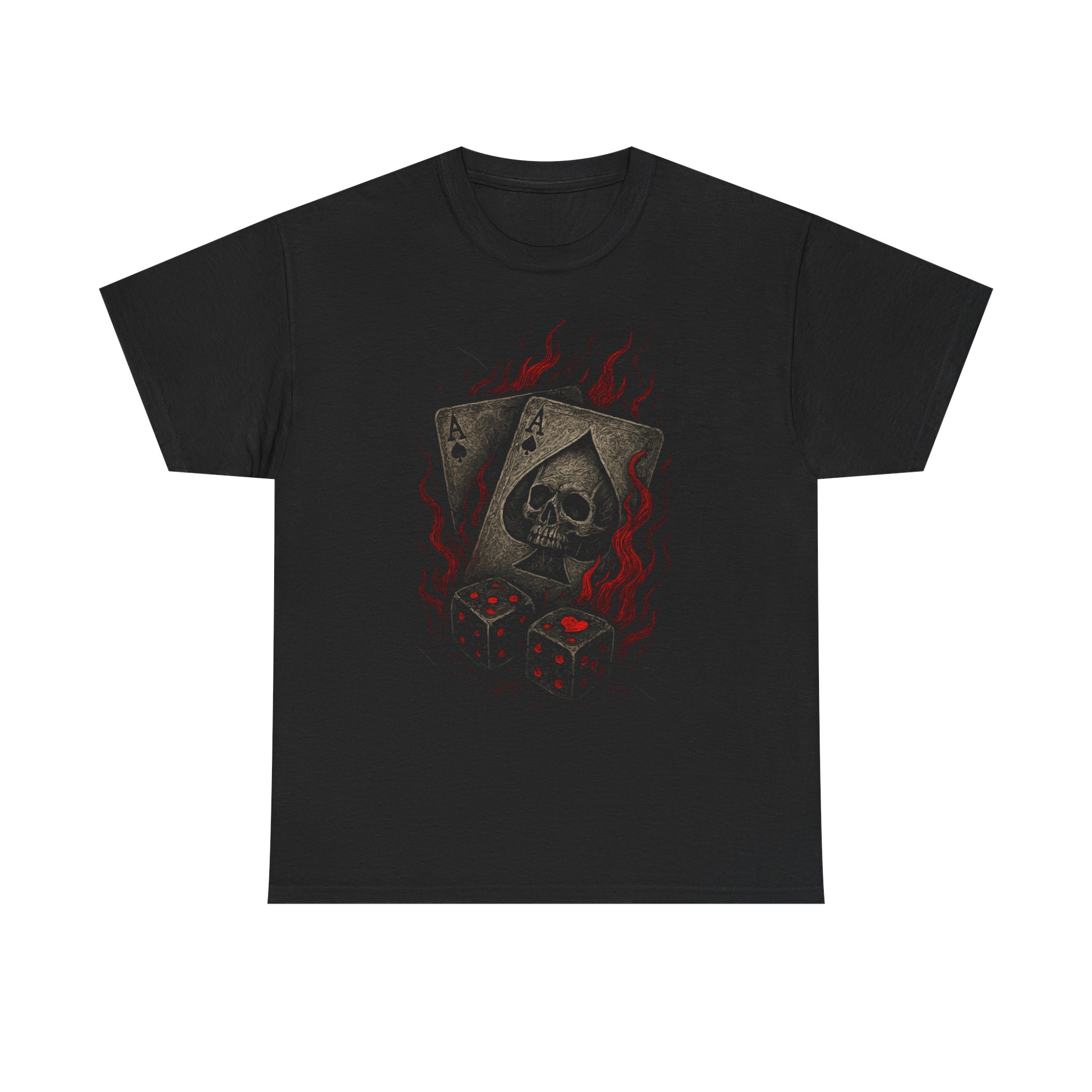 Skull & Dice Tee — Dark Gothic Playing Cards Graphic Shirt