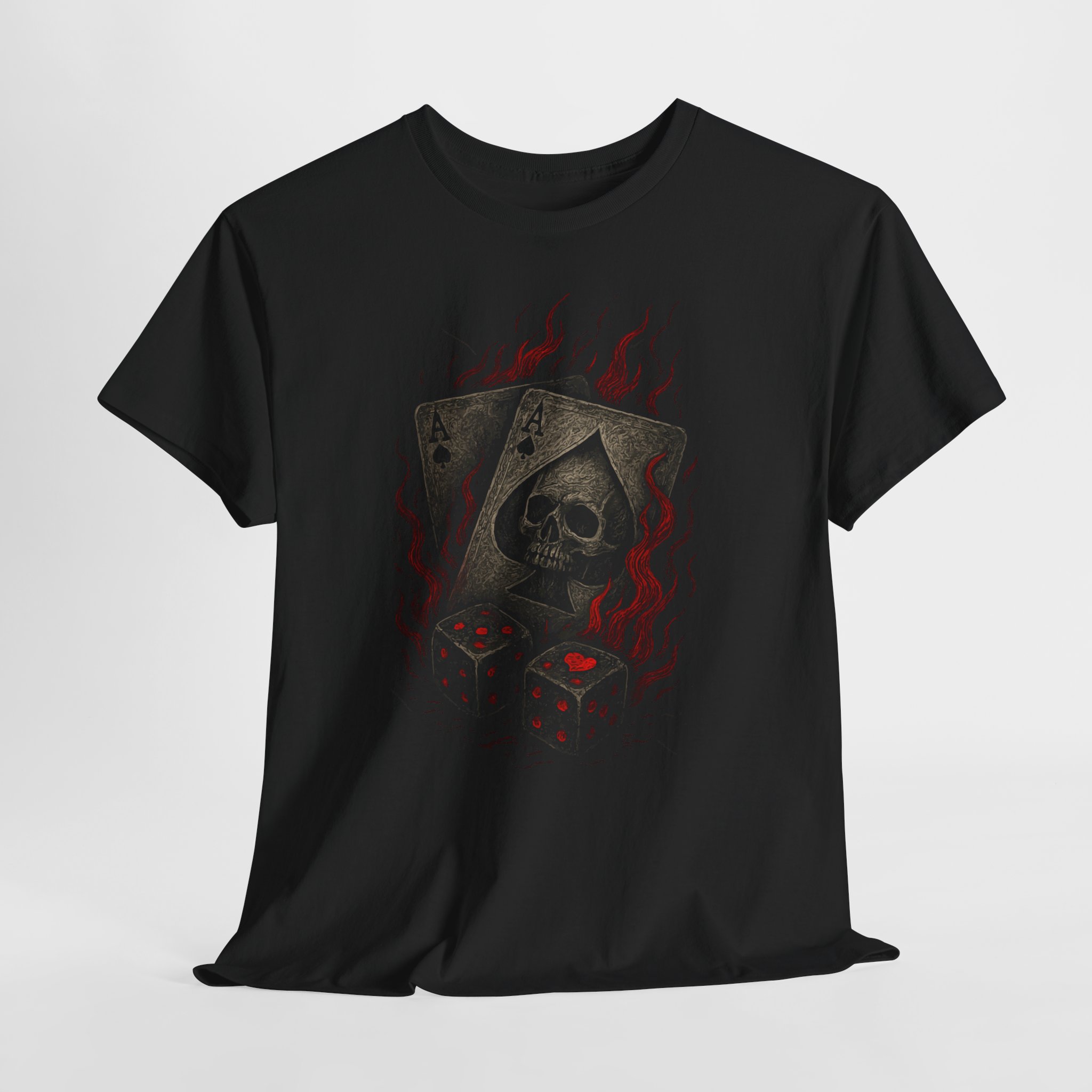 Skull & Dice Tee — Dark Gothic Playing Cards Graphic Shirt - Image 6