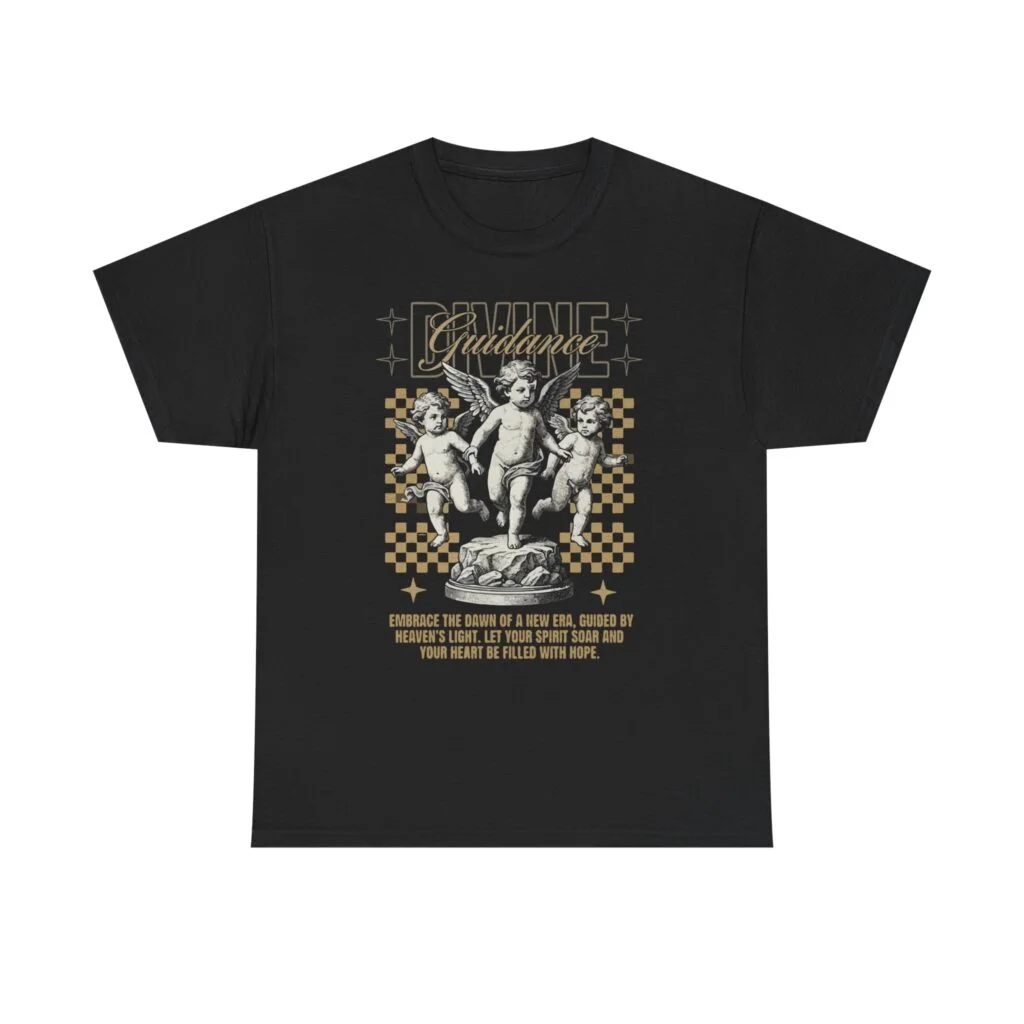 Divine Guidance, Guardian Cherubs Tee — Vintage Angel Graphic T-Shirt