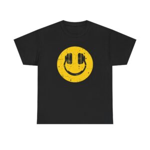 Smiley Face Tee — Distressed Yellow Smiley Graphic T‑Shirt