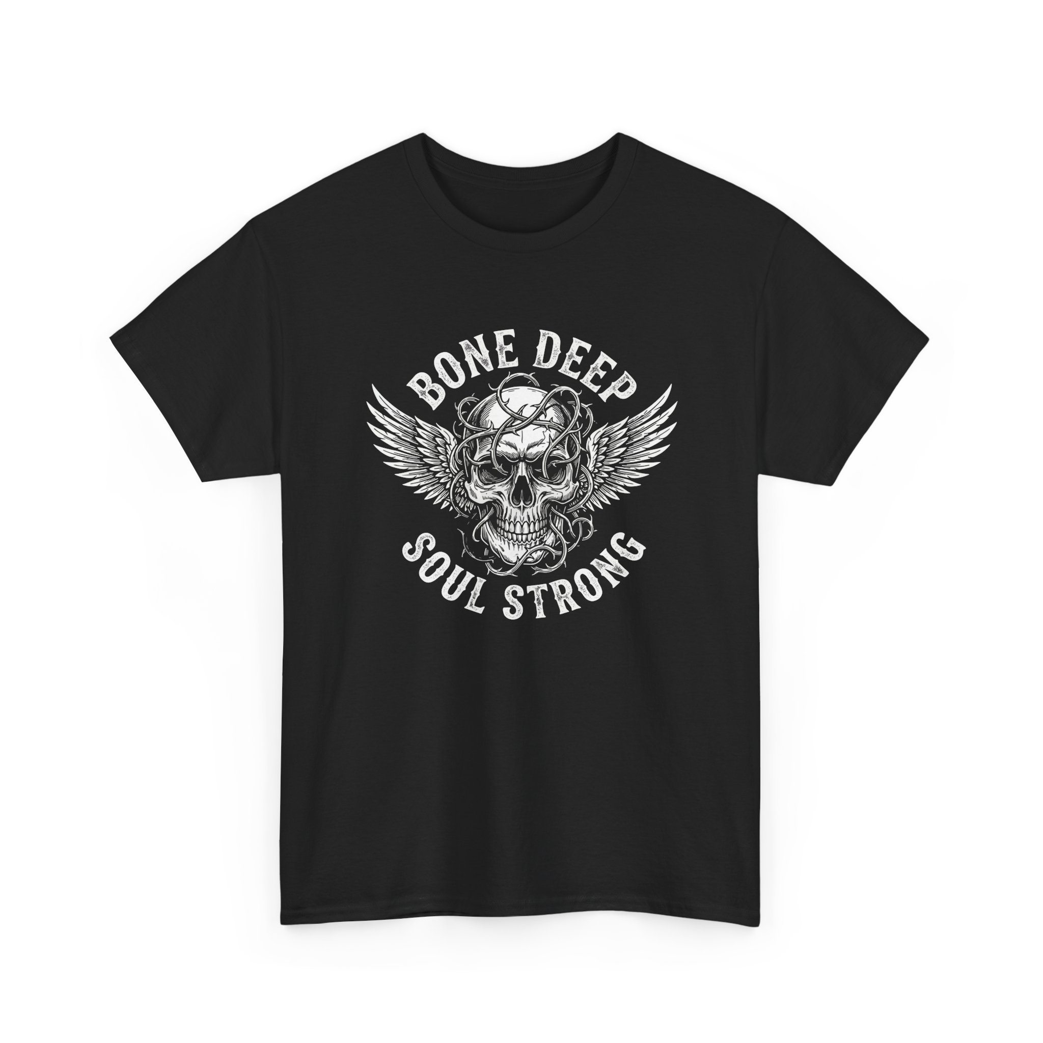 Skull Wings Tee — "Bone Deep Soul Strong" Graphic T-Shirt - Image 3