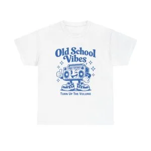 Old School Vibes Tee — Retro Boombox "Turn Up The Volume" Graphic Shirt