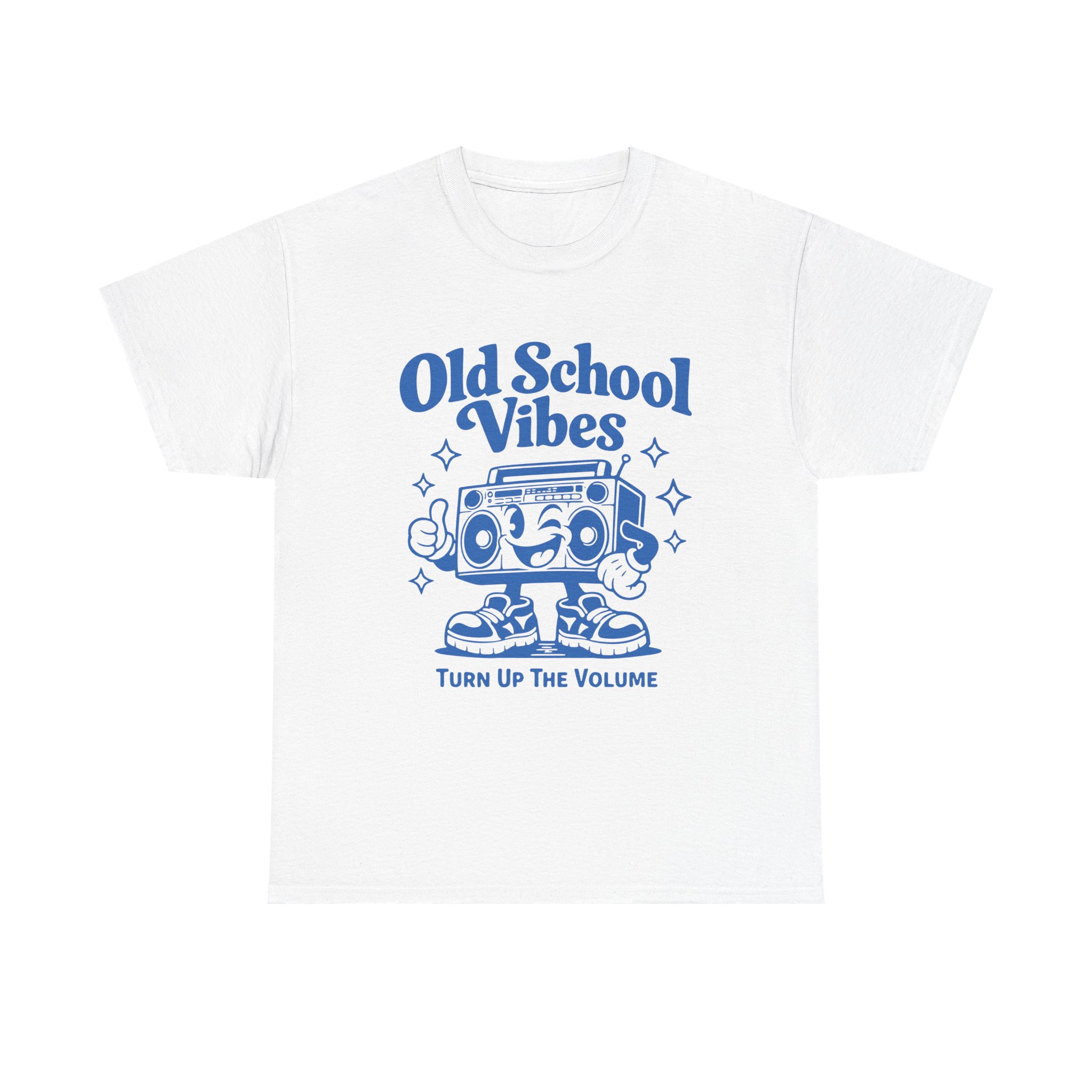 Old School Vibes Tee — Retro Boombox "Turn Up The Volume" Graphic Shirt
