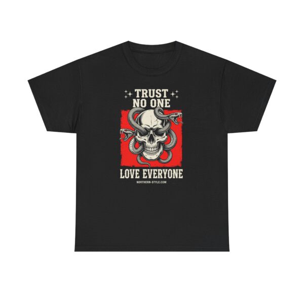 Skull & Snake Tee — "Trust No One, Love Everyone" Graphic T-Shirt