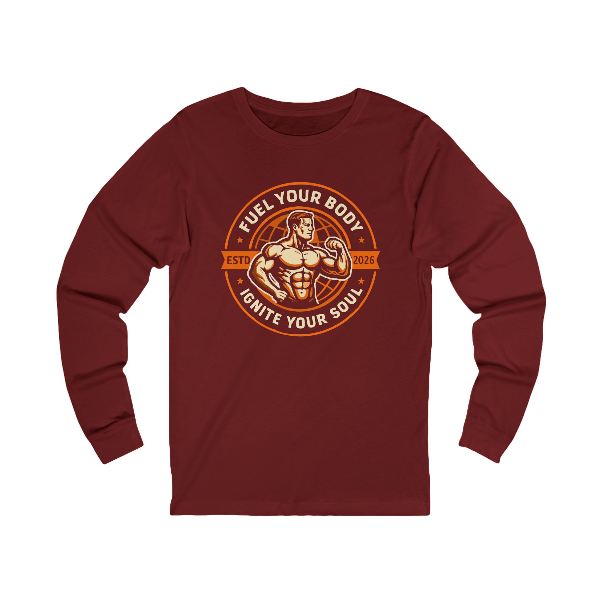 Fitness Long Sleeve Tee — "Fuel Your Body, Ignite Your Soul" Workout Shirt