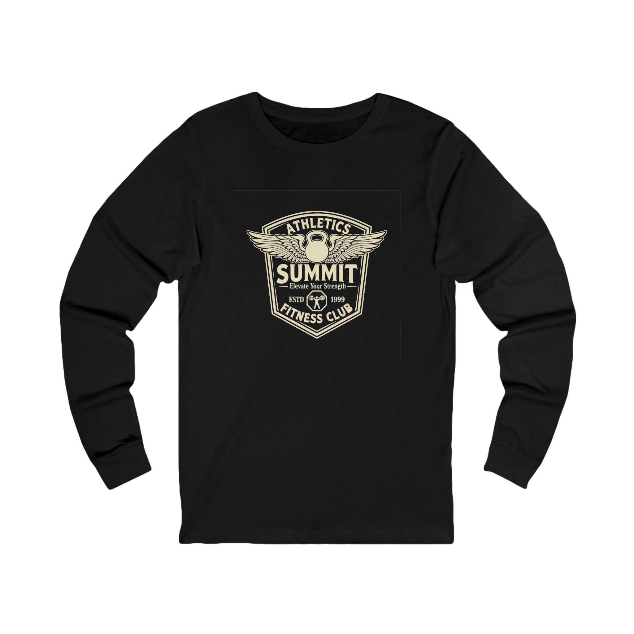 Summit Fitness Club Long Sleeve Tee — Athletic Vintage Badge Design