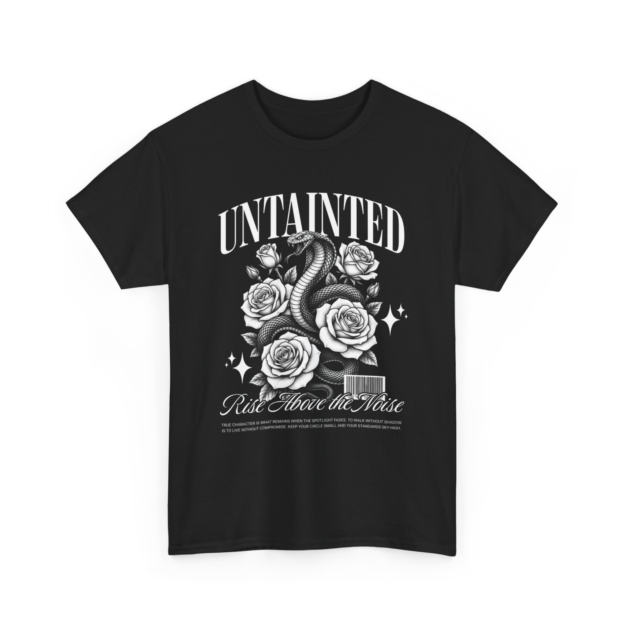 Untainted Snake & Roses Graphic Tee — "Rise Above the Noise" Gothic Vintage T‑Shirt - Image 3