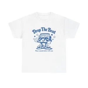 Drop The Beat Graphic Tee — Retro Boombox Music Shirt