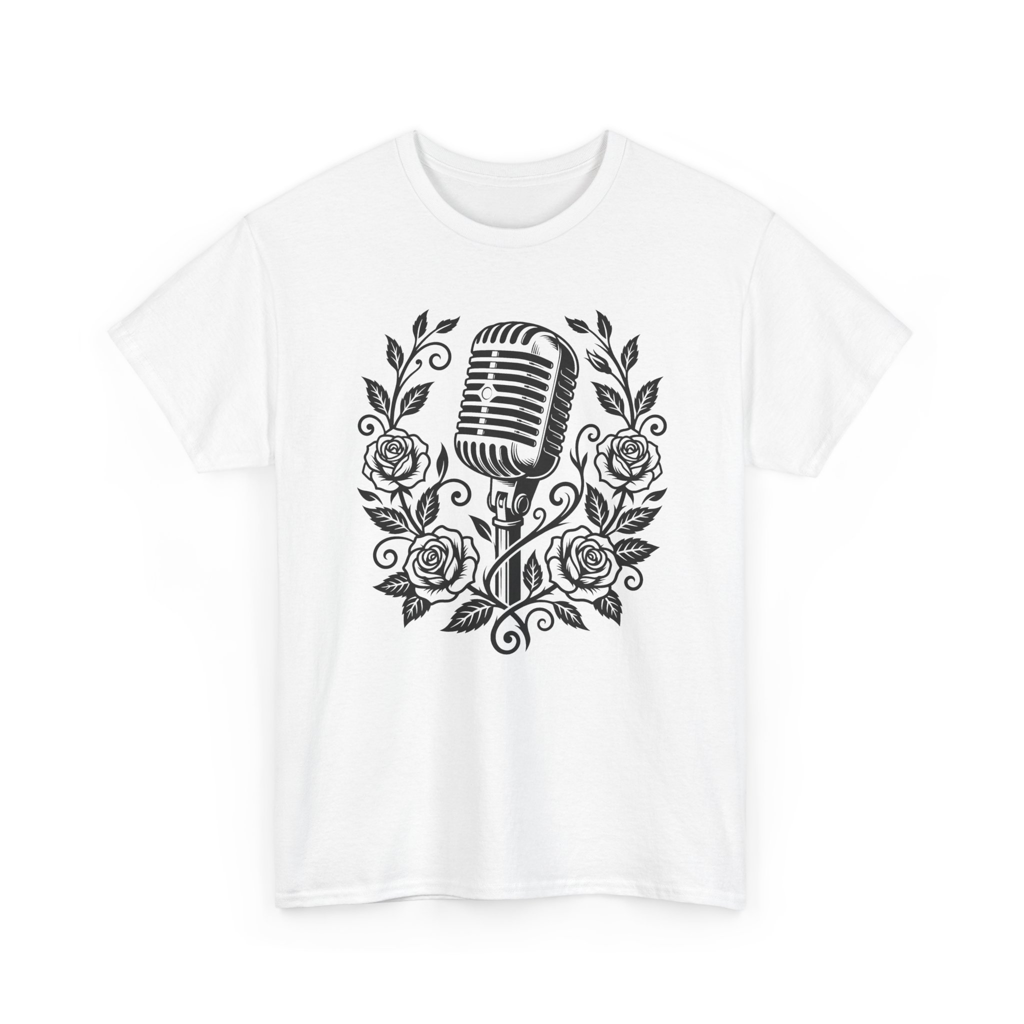 Vintage Microphone & Roses T‑Shirt — Retro Singer Tee - Image 3