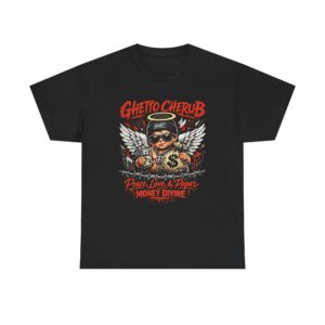 T-Shirt — "Ghetto Cherub: Peace, Love & Paper" Graphic Tee (Money Divine)