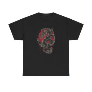 Dragon Graphic Tee — Red & Gray Oriental Dragon T-Shirt