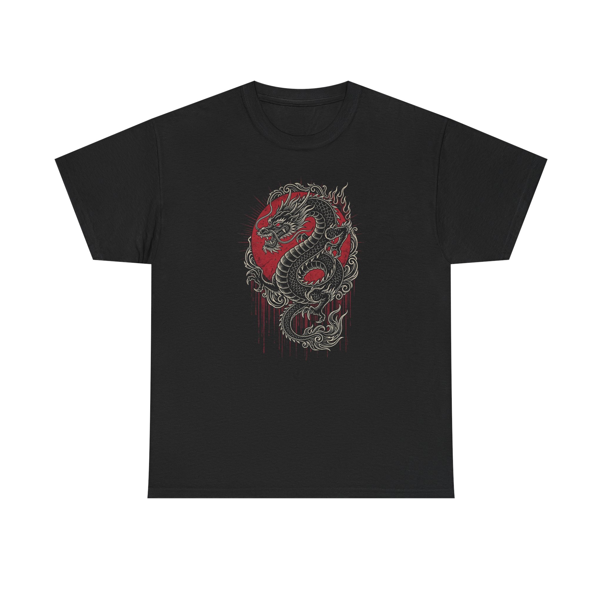 Dragon Graphic Tee — Red & Gray Oriental Dragon T-Shirt