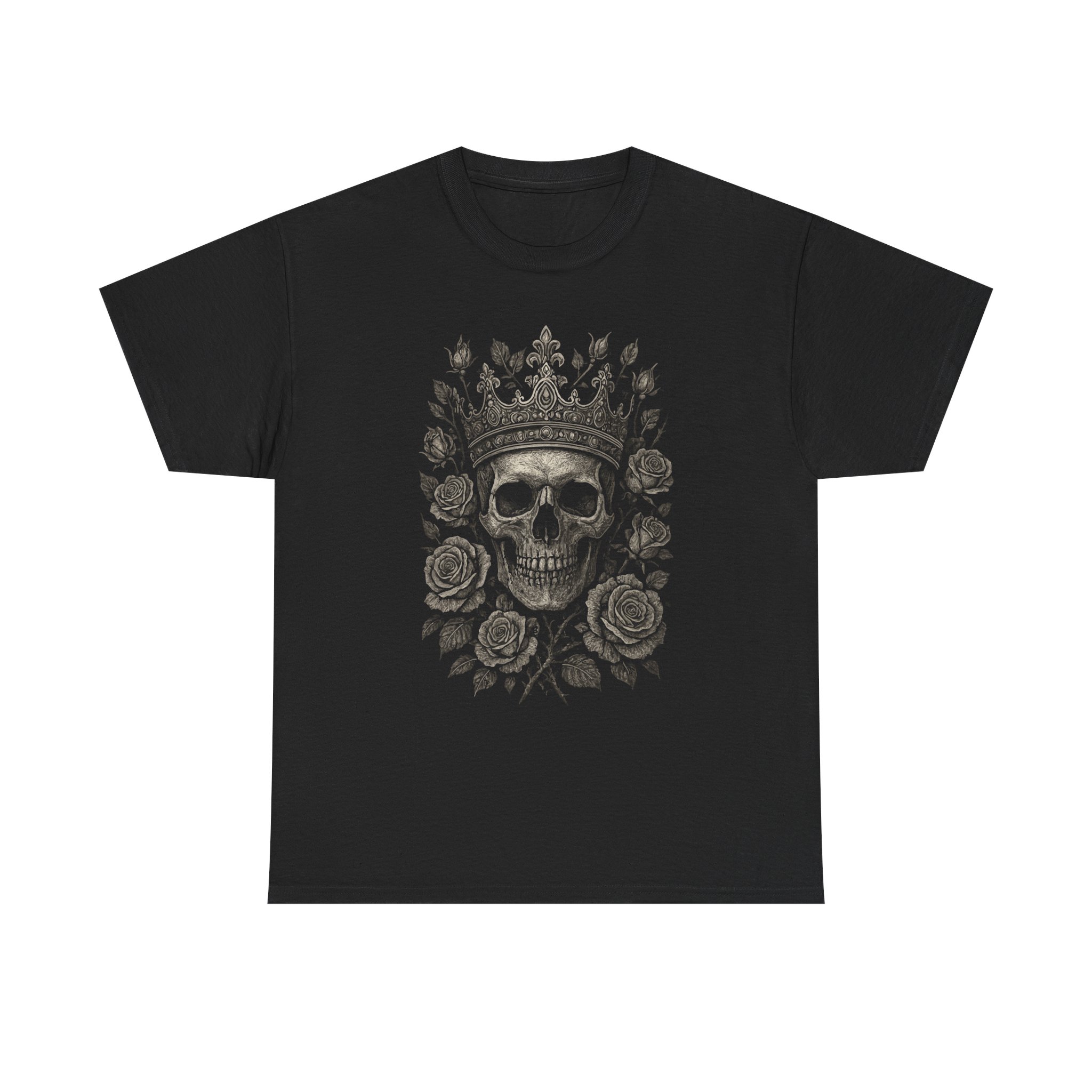 Skull King Tee — Crowned Skull with Roses Gothic Graphic T-Shirt