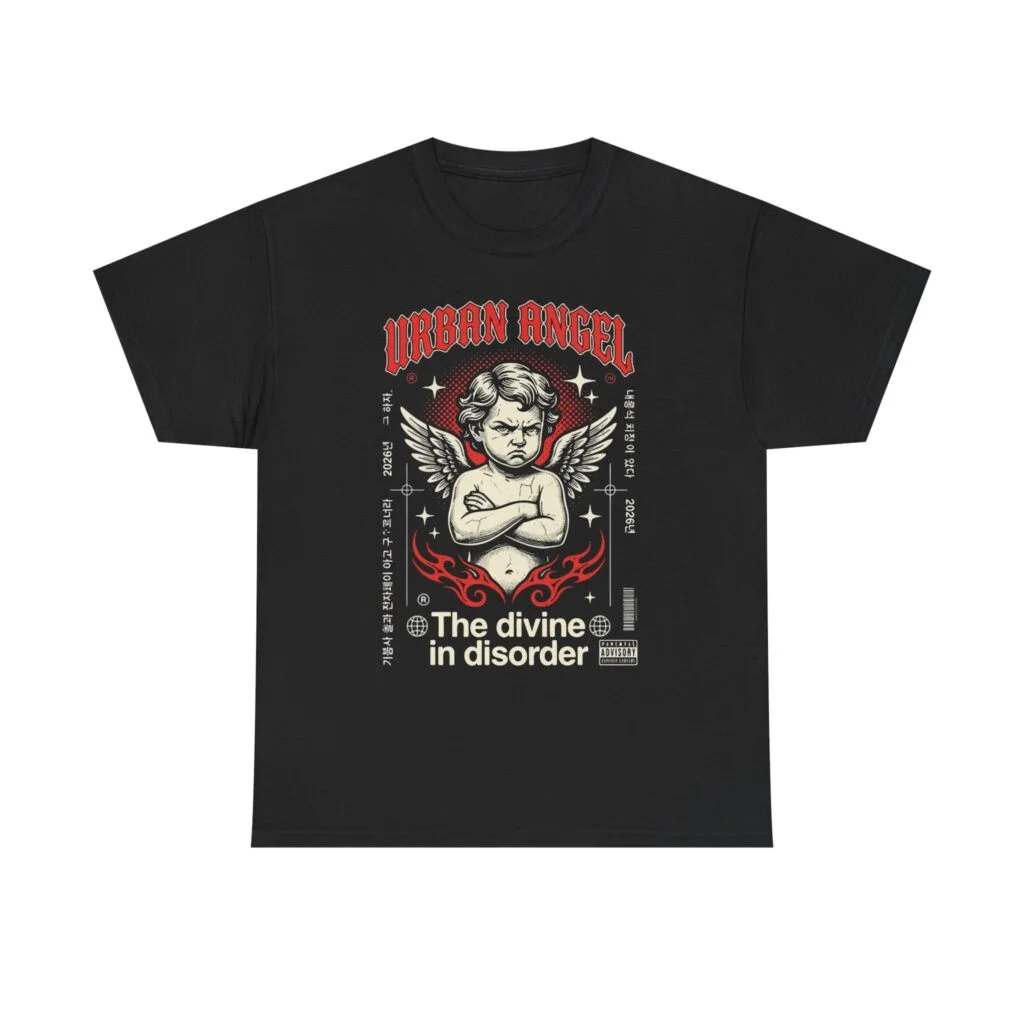 Urban Angel Graphic Tee — "The Divine in Disorder" Vintage Cherub Streetwear