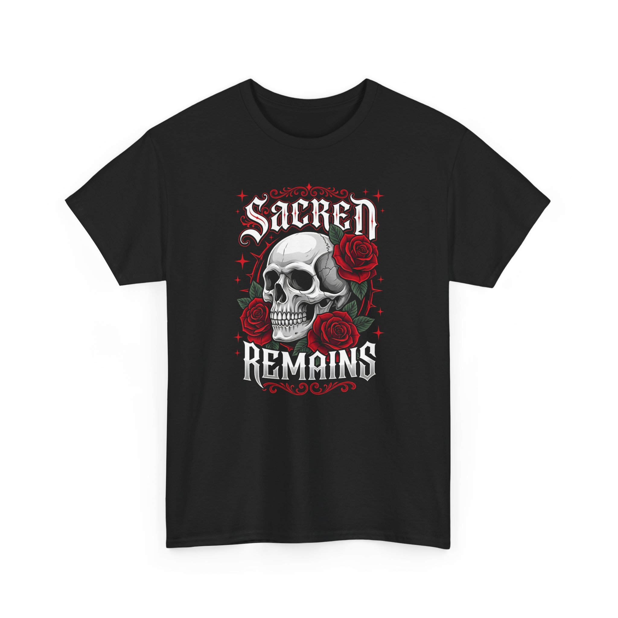 Skull & Roses Tee — "Sacred Remains" Gothic Graphic T-Shirt - Image 3