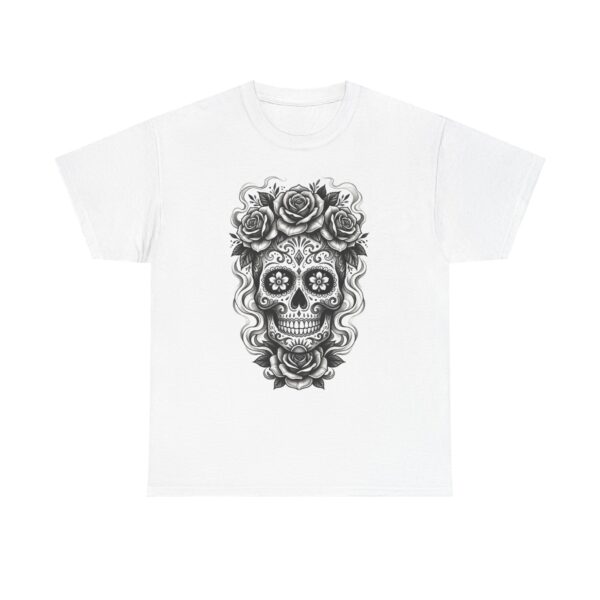 Sugar Skull Rose T-Shirt — Day of the Dead Floral Skull Tee