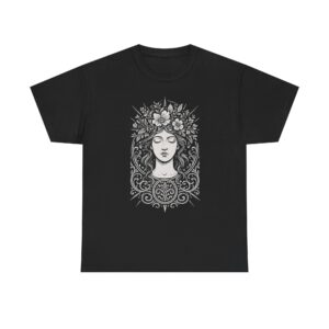 Floral Goddess Tee — Vintage Art Nouveau Portrait T-Shirt