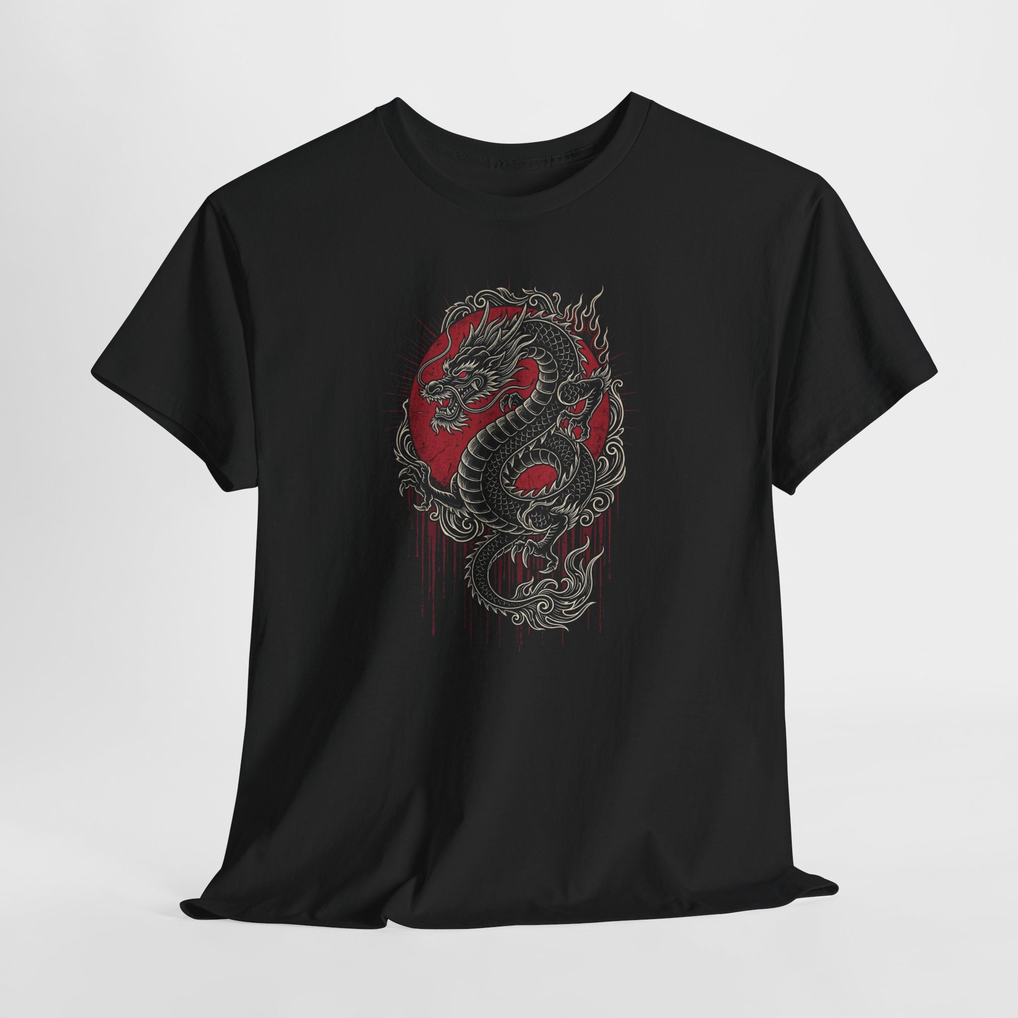 Dragon Graphic Tee — Red & Gray Oriental Dragon T-Shirt - Image 6