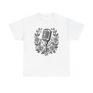 Vintage Microphone & Roses T‑Shirt — Retro Singer Tee
