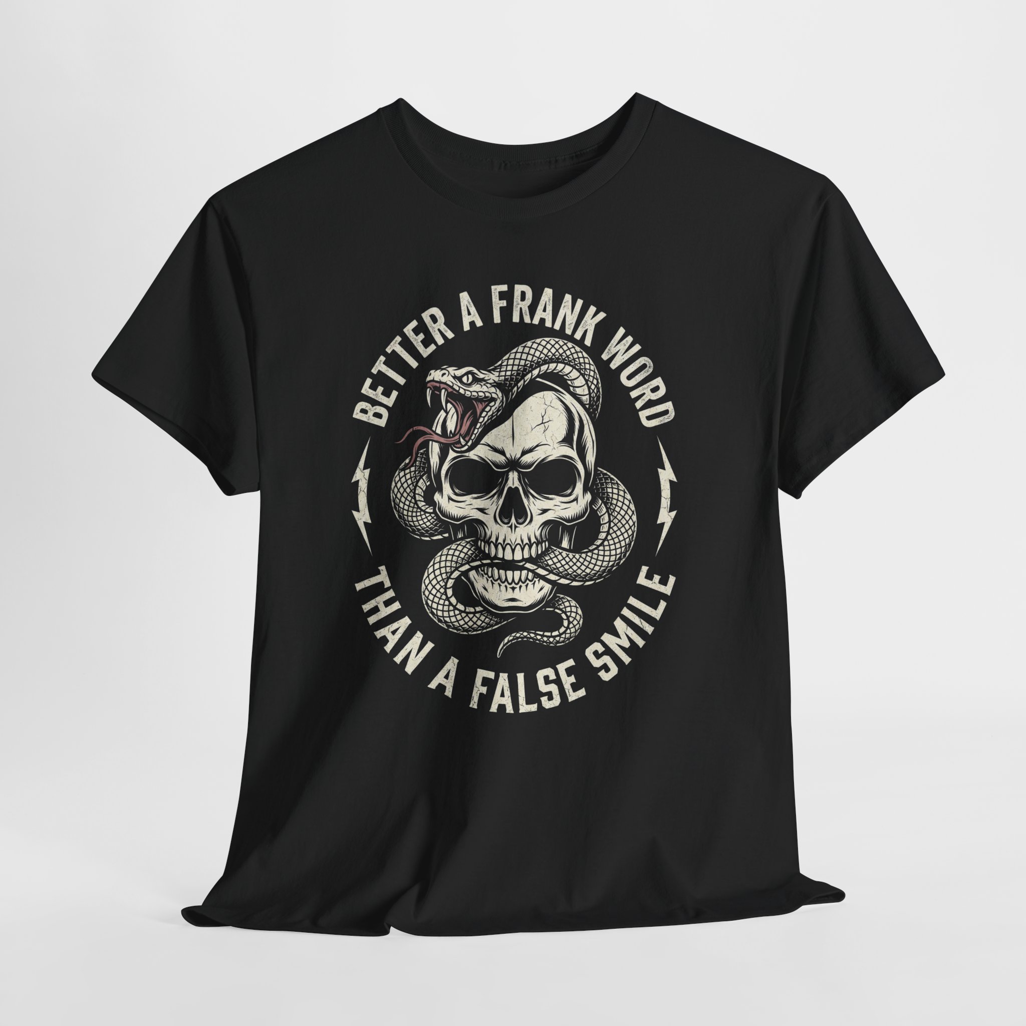 Skull & Snake Tee — “Better a Frank Word Than a False Smile” Graphic T-Shirt - Image 6