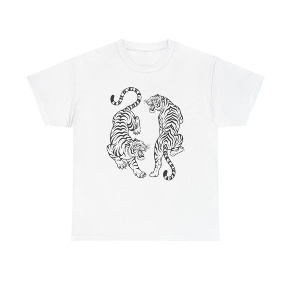 Tiger Duo Graphic Tee — Minimal Black Line Art Tigers