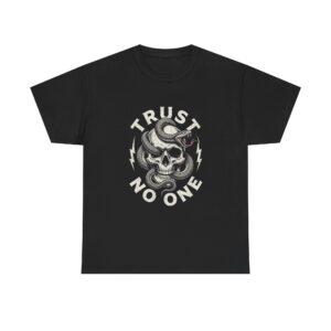 Trust No One Skull & Snake Tee — Gothic Rock Graphic T‑Shirt